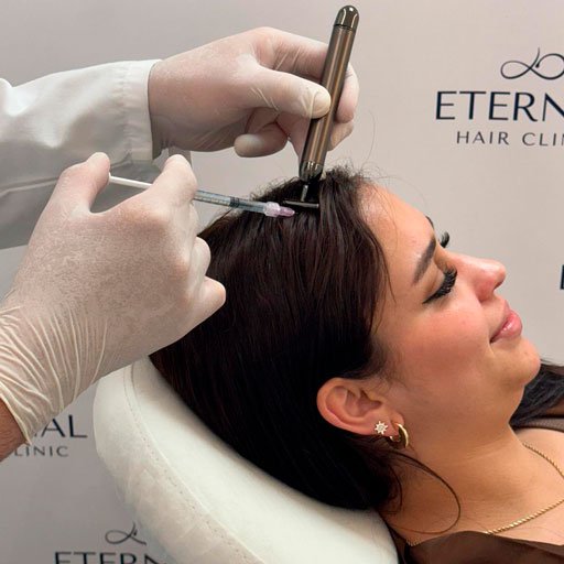 Tratamiento capilar en mujer con técnica inyectada en Eternal Hair Clinic Barcelona